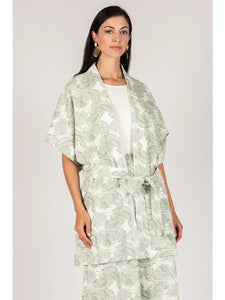 Leaf Print Linen Jacket
