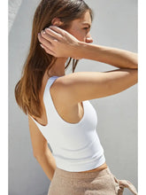 Load image into Gallery viewer, White Women&#39;s Seamless Ribbed U-V Neck Crop Tank Top