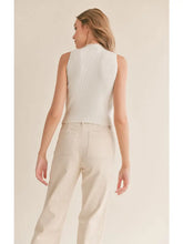 Load image into Gallery viewer, Ivory Erica Mock Neck Ribbed Tank Sweater