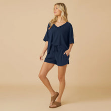 Load image into Gallery viewer, Midnight Terry Relaxed V Neck &amp; Short Set