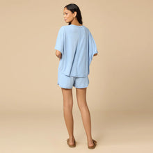 Load image into Gallery viewer, Heather Sky Blue Terry Relaxed V Neck &amp; Short Set