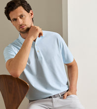 Load image into Gallery viewer, Pale Blue Mosaic Performance Mesh Polo