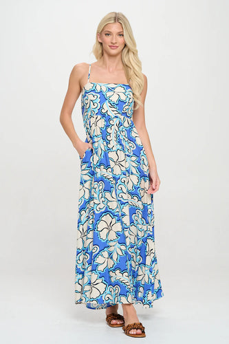 Azure Bloom Maxi Dress