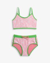 Load image into Gallery viewer, Girls Pink Gingham Stella Swim Short Set
