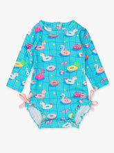 Load image into Gallery viewer, Baby Girls Neon Pool Party Long Sleeve One Piece