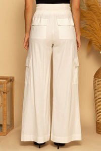 White Cargo Linen Pant