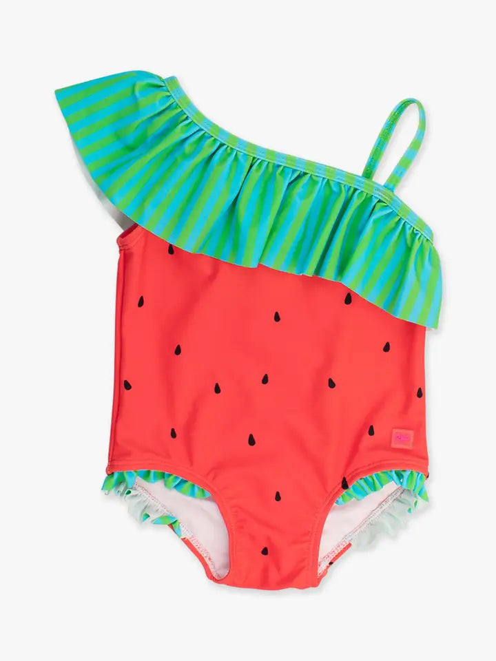Girls Watermelon One Shoulder One Piece