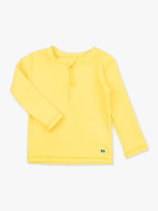 Boys Neon Yellow Long Sleeve Zipper Rash Guard